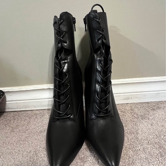 Aldo Black Heeled Lace-Up Boots - Picture 2 of 4